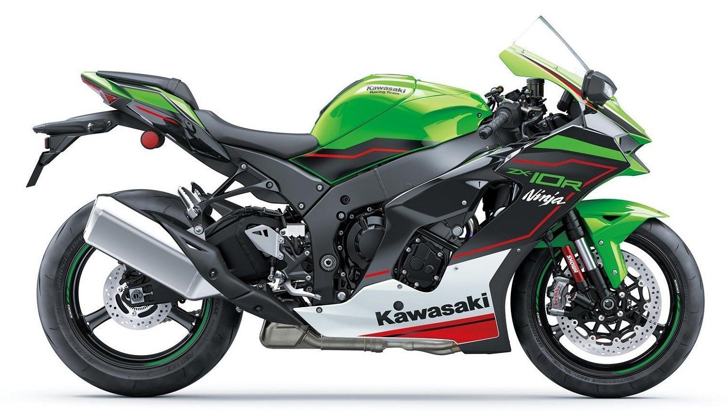 Вид сбоку на мотоцикл Kawasaki Ninja ZX-10R 2022 года